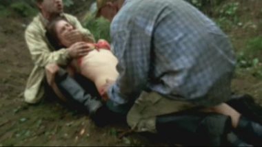 Rape attempt of blond girl in forest